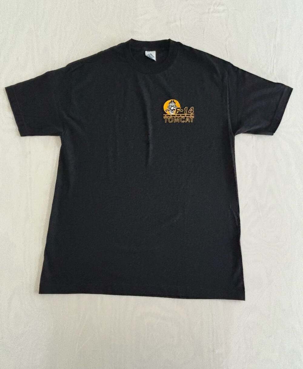 Vintage Labusch Skywear F-14 Tomcat Fighter Jet Graphic Black T-Shirt Size L